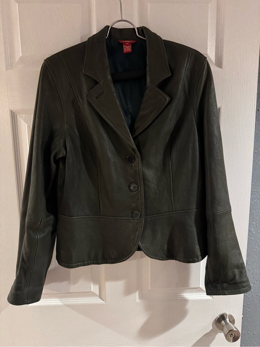 Sundance Dark Olive Green Leather Blazer
